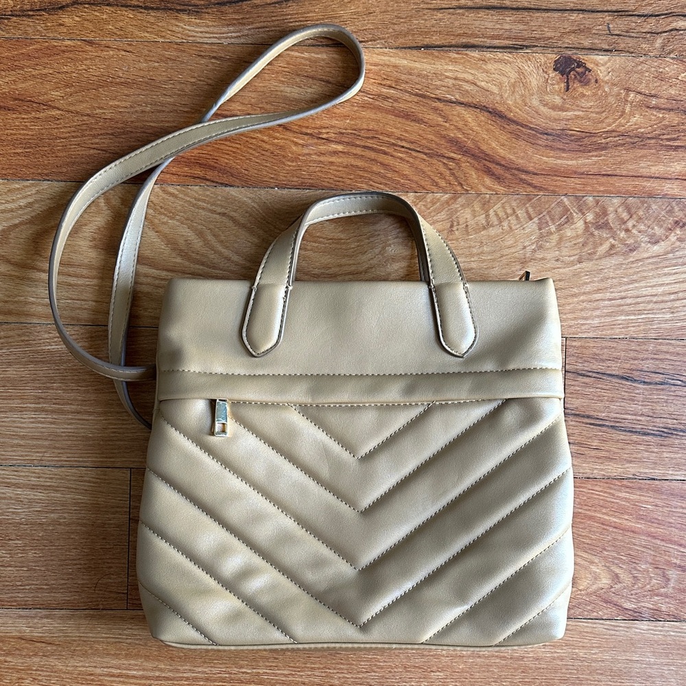 EUC a new day Tan Quilted Handbag Backpack